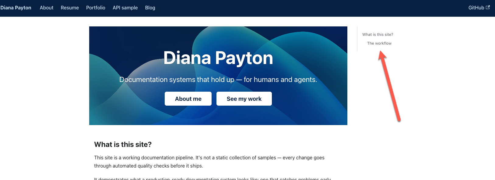 Top of home page with sidebar